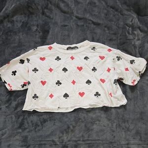 Stylish White and Black Crop Top with Red Accents